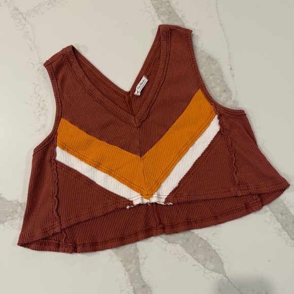 Free People We The Free Fuego Tank Crop Top Women’s Small Rust Brown Chevron - Picture 4 of 9